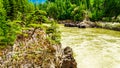 The mighty Fraser River at the site of the Historic Second Alexandra Bridge in BC, Canada Royalty Free Stock Photo