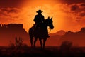 Rugged Silhouette cowboy horse. Generate AI Royalty Free Stock Photo