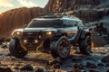 Rugged and Advanced Futuristic Concept SUV in Fantastical Sci-Fi Landscape