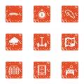 Rugged terrain icons set, grunge style Royalty Free Stock Photo