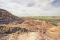 Rugged terrain landscape of the Badlands of Drumheller Royalty Free Stock Photo