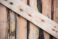 Rugged uneven boards with rusty nails Royalty Free Stock Photo