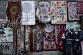 Rugs and tapestries on display