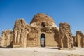 Ruin of ancient Sarvestan Palace made of baked brick, stone and mortar.