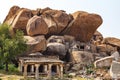 The ruin of ancient temples near the village of Hampi. India