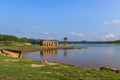 Ruin ancient thai temple was drowned in water