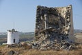 Ruin of ancient windmill, Santorini, Greece. Royalty Free Stock Photo