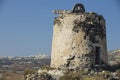 Ruin of ancient windmill at Santorini, Greece. Royalty Free Stock Photo