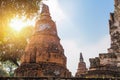 Ruin Brick Ancient temple in Ayutthaya Travel Royalty Free Stock Photo