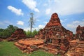 Ruin Buddha statues on brick pagodas in Sukhothai