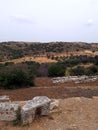 Ruin of Demeter Temple in Naxos with cloudy sky Royalty Free Stock Photo