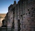 Ruin of old curtain wall at Newcastle Castle Keep, England