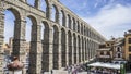 Ruin, Roman aqueduct of segovia. architectural monument declared