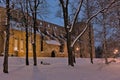 Ruin of Tartu cathedral on a winter night Royalty Free Stock Photo