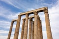 The ruin of the Temple of Olympian Zeus, Athens, Greece with the blue sky in the background