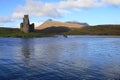 The Ruin of 16th Century Ardvreck Castle, Loch Assynt, Sutherland, Scotland, UK with Glas Bheinn (776m) behind. Royalty Free Stock Photo