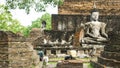 The ruin of the Thai temple in historical Park with people