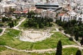 The ruin of the Theatre of Dionysus in Athens, Greece viewed from Acropolis