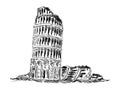 Ruin Tower of Pisa Royalty Free Stock Photo