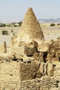 Ruin of the traditional Yemeni mud brick building in Ma`rib, Yemen. Royalty Free Stock Photo