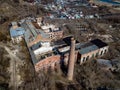 Ruined abandoned factory, aerial view