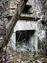 Ruined abandoned stone house with trees Royalty Free Stock Photo