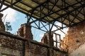 Ruined abandoned warehouse building interior Royalty Free Stock Photo