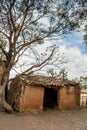 Ruined adobe house and tree Royalty Free Stock Photo