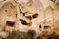 Ruined and ancient cave house in Cappadocia mountain landscape Royalty Free Stock Photo