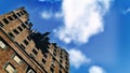 Ruined apartment building against blue sky Royalty Free Stock Photo