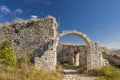 Ruined arch of ancient church in Berat citadel. Berat, Albania Royalty Free Stock Photo