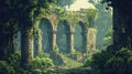 Ruined arches, overgrown forest Royalty Free Stock Photo