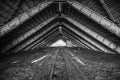 Ruined barn house, broken roof Royalty Free Stock Photo