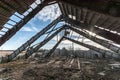 Ruined barn house, broken roof Royalty Free Stock Photo