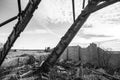 Ruined barn house, broken roof Royalty Free Stock Photo