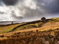 A ruined barn with mountains in Nidderdale. Yorkshire Dales