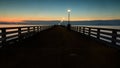 The ruined Berkeley Pier in the blue hour