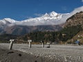 Ruined bridge and Dhaulagiri