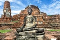 Ruined buddha statue in ancient at Ratchaburana temple,Ayutthaya thailand