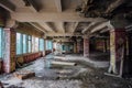 Ruined canteen for workers in abandoned Voronezh excavator plant