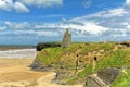 Ruined castle on a cliffs of Ballybunion in Kerry, Ireland Royalty Free Stock Photo
