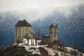 Ruined castle in winter ambiance