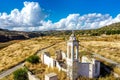 Ruined church of Ayios Nikolas in Kouris dam. Limassol District, Cyprus Royalty Free Stock Photo