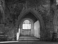 Ruined church interior,black and white