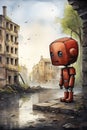 Ruined Cities: A Digital Lament of a Cartoon Robot in a Sorrowfu