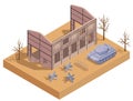 Ruined Destroyed Building Isometric
