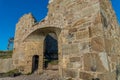 The ruined entrance to Brunton calciner at the tin mine workings, Botalack, Cornwall Royalty Free Stock Photo