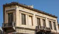 Ruined facade of an abandoned building in Monastiraki, Athens, Greece Royalty Free Stock Photo