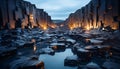 Ruined factory, nature flame, abandoned construction industry generated by AI