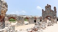 Ruined fallen walls of St. Antony`s Church During the 1964 Rameswaram Cyclone, Dhanushkodi, Rameswaram, Tamilnadu